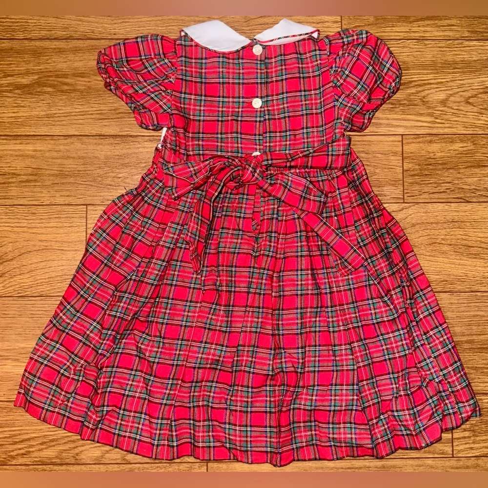 Vintage Anavini Girls christmas smocked dress Tartan Plaid Noah’s Ark size 2 - Picture 4 of 6